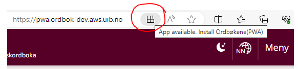 Installation icon in address bar